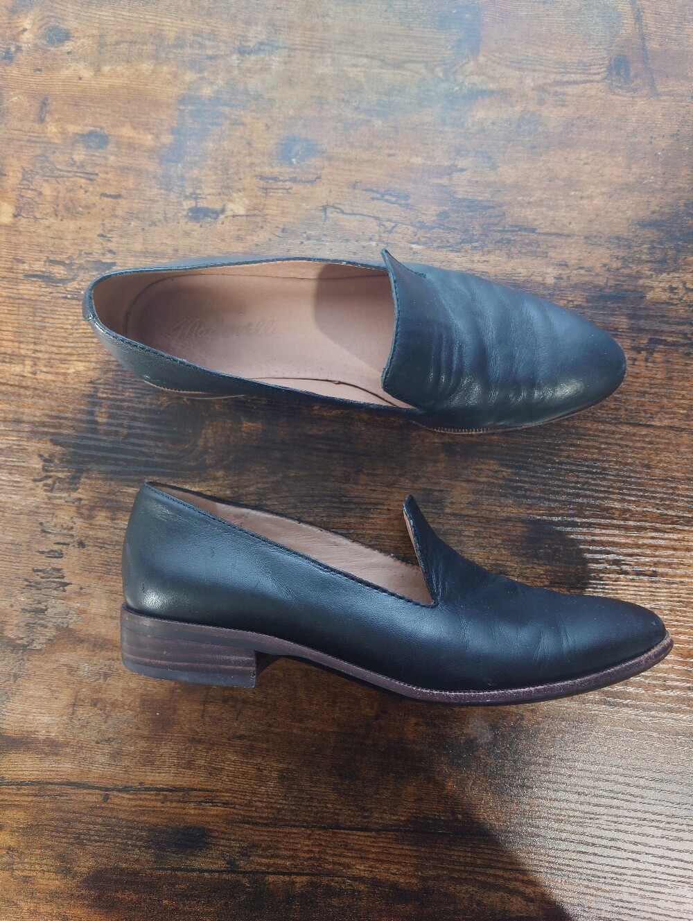 Madewell Black Leather Pointed Toe Loafers Flats Size 7
